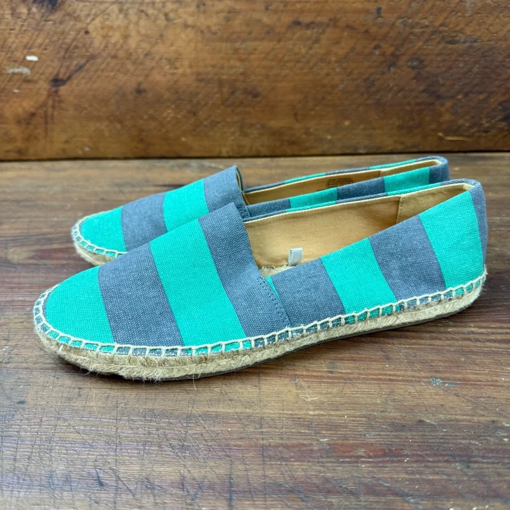 J. Crew Espadrilles Blue Teal Rugby Style Stripe 8